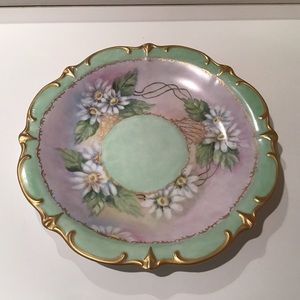 VTG Bavarian Schumann Arzberg Germany Hand Painted Pastel Floral 12" Plate Gold